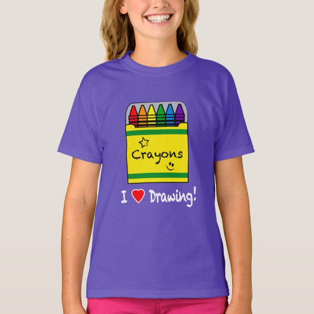 Camiseta Adoro Desenhar com Crayons (Frente)