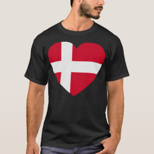 Camiseta Adoro Dinamarca HeartShaped Bandeira Dinamarquesa