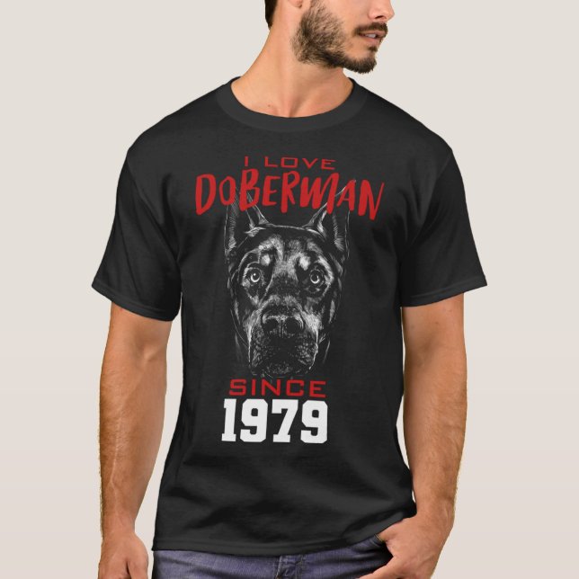 Camiseta Adoro doberman desde 1979 (Frente)