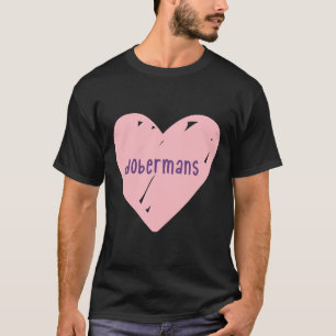 Camiseta Adoro Dobermans Heart Pastel Rosa 232