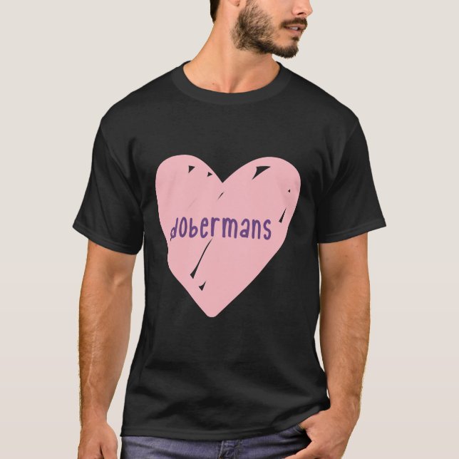 Camiseta Adoro Dobermans Heart Pastel Rosa 232 (Frente)