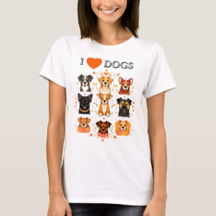 Camiseta Adoro Dogs Folk Art - Estilo 3x3