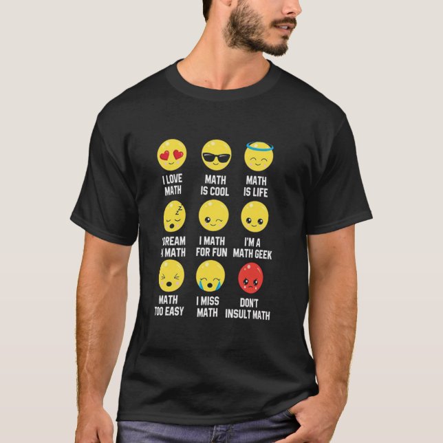 Camiseta Adoro Emoji Emoticons, Professora Mathletes Gra (Frente)