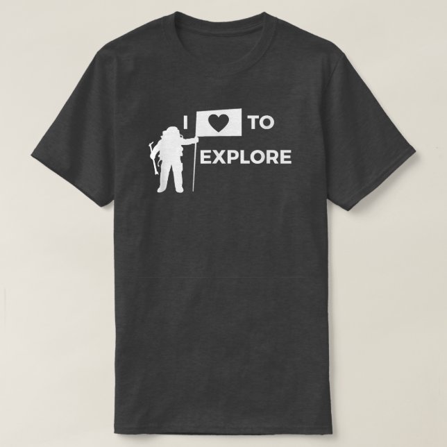 Camiseta ADORO EXPLORAR O Astronauta do Eplorador Espacial (Frente do Design)