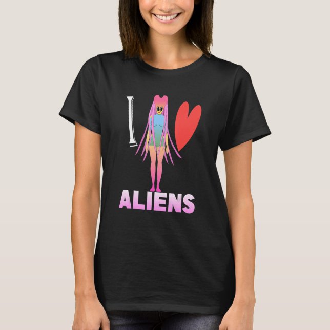 Camiseta Adoro Ficção Científica de Aliens (Frente)