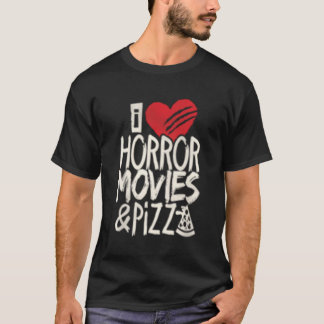 Camiseta Adoro Filmes De Horror E Filme De Pizza