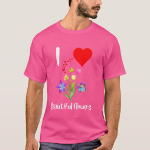 Camiseta Adoro flores bonitas, buquê florista
