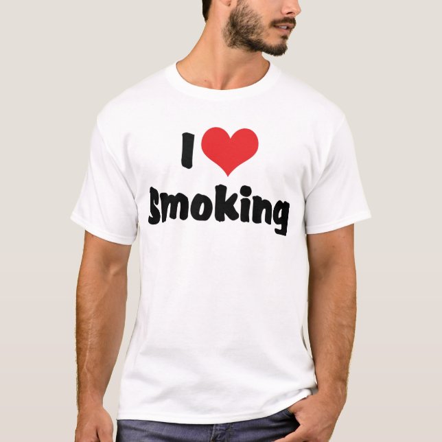 Camiseta Adoro Fumar Coração - Cigarro Fumante (Frente)