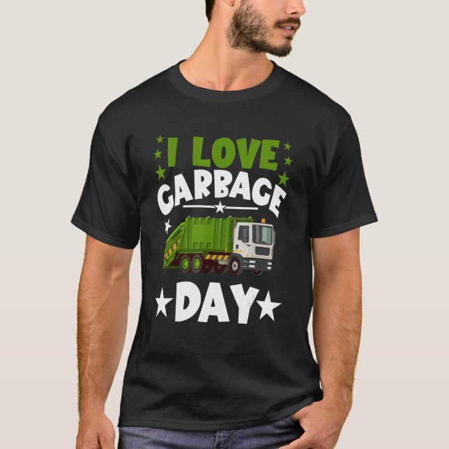 Camiseta Adoro Garbage Day Reciclagem Trash Truck Man Kids (Frente)