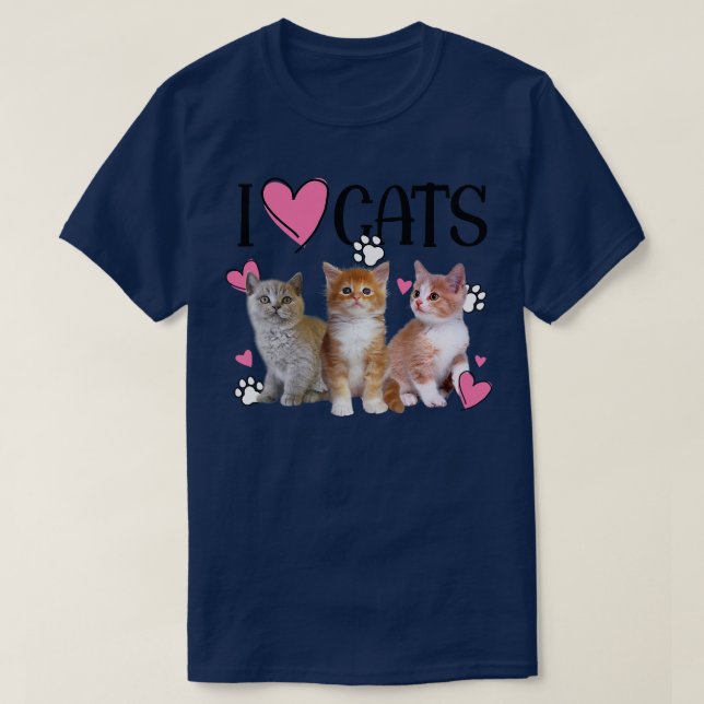 Camiseta Adoro Gatos Amo Gato Adorável Tee Adoro Gatinhos (Frente do Design)
