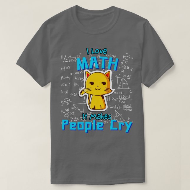 Camiseta Adoro Geek de Fórmulas de Gatos Matemáticos Engraç (Frente do Design)