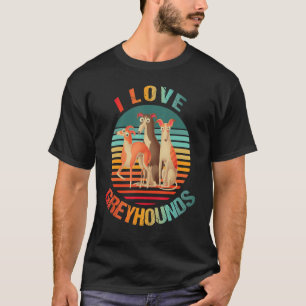 Camiseta Adoro Greyhounds Belo Na moda Retro Sunset D