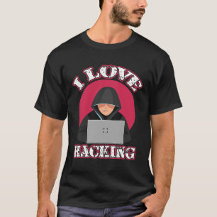 Camiseta Adoro Hacking de Tecnologia de Geek de Computador