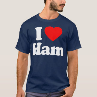 Camiseta Adoro Ham Heart Engraçado