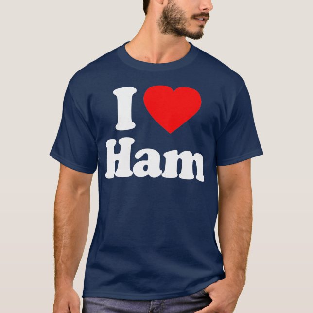 Camiseta Adoro Ham Heart Engraçado (Frente)