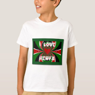 Camiseta Adoro Heart Kenya: Arte Dinâmica De Bandeiras