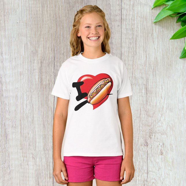 Camiseta Adoro Hotdog Meninas T-Shirt (Criador carregado)