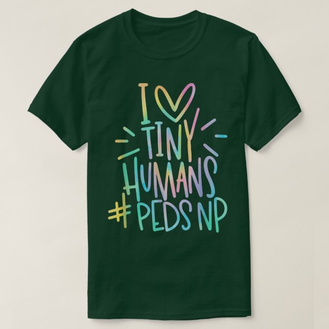 Camiseta Adoro Humanos Pequenos PEDSNP Pediatras Enfermeira (Frente do Design)