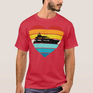Camiseta Adoro Iate Capitão Navio Retro Sunset