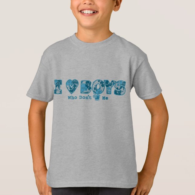Camiseta Adoro Inseto de Meninos e Cartoon Turq Impressão h (Frente)
