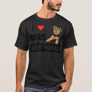 Camiseta Adoro Jesus e o meu cão-iorquino Mãe Pai Pet Paren