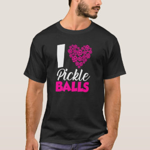 Camiseta Adoro Jogadores De Bola De Coração De Pickleball