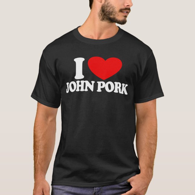 Camiseta Adoro John Pork Red Heart John Pork Meme (Frente)