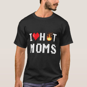 Camiseta Adoro Mães Quentes Corações Vermelhas Pixel Tee Ho