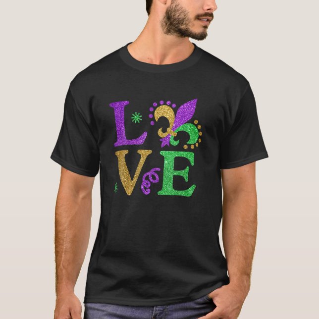 Camiseta Adoro Mardi Gras Mardi Gras Tee Para Mulheres, Cri (Frente)