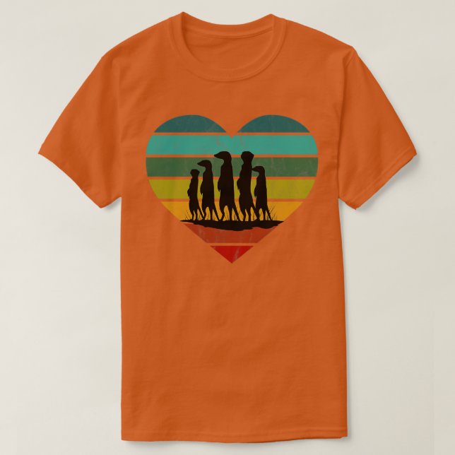 Camiseta Adoro Meerkats Retro Heart (Frente do Design)
