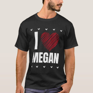 Camiseta Adoro Megan Legal Name Red Heart Personalize Engra
