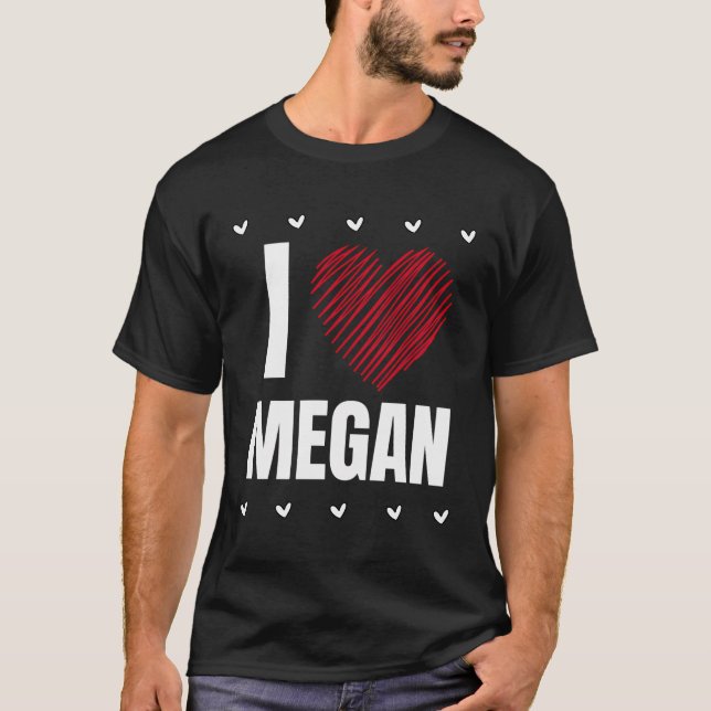 Camiseta Adoro Megan Legal Name Red Heart Personalize Engra (Frente)