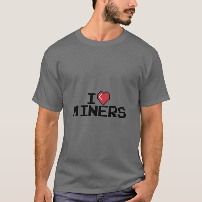 Camiseta Adoro Miners Red Heart Engraçado Minerando Minerad (Frente)