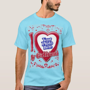 Camiseta Adoro Minha Foto Namorada Vermelha Corações Vermel