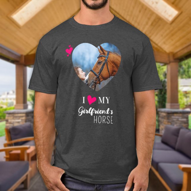 Camiseta Adoro Minha Foto Personalizada De Cavalo Namorada (Criador carregado)
