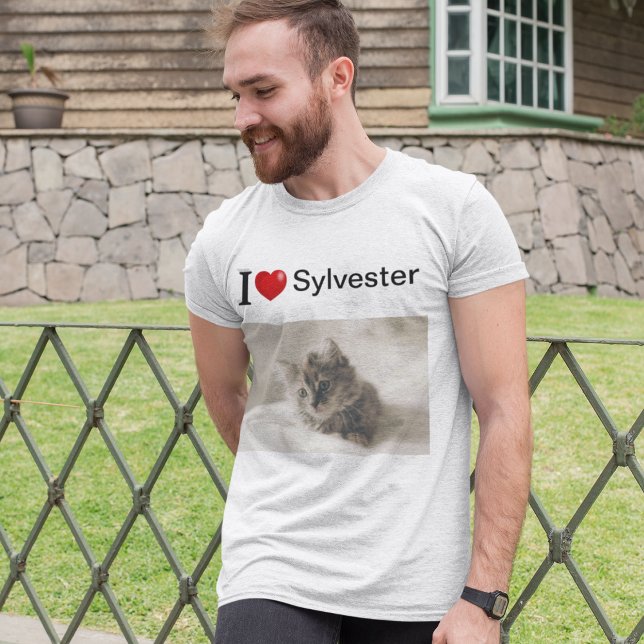 Camiseta Adoro minha foto personalizada do gato (Criador carregado)