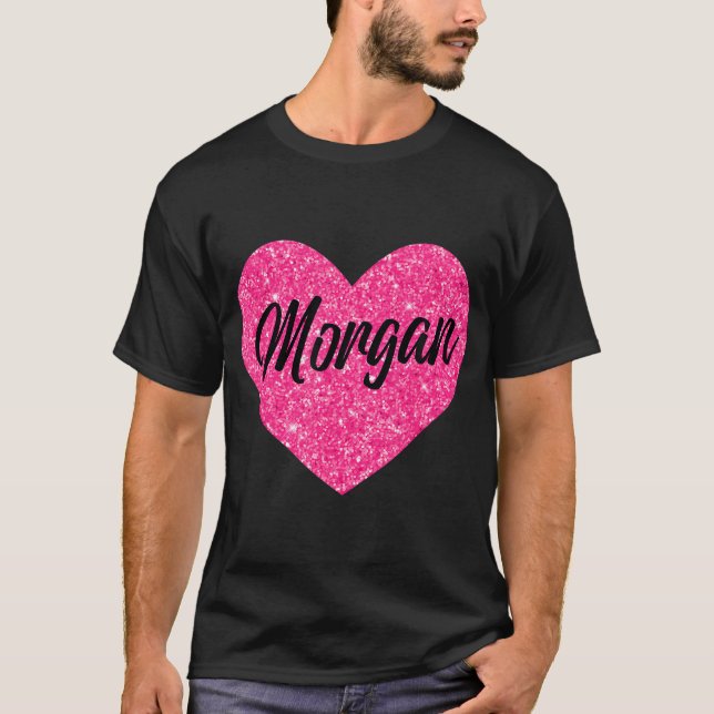 Camiseta Adoro Morgan Cute Morgan Pink Heart Para Namorados (Frente)