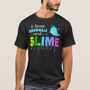 Camiseta Adoro Narwhals e Slime Rainbow Cute Gift Tshir
