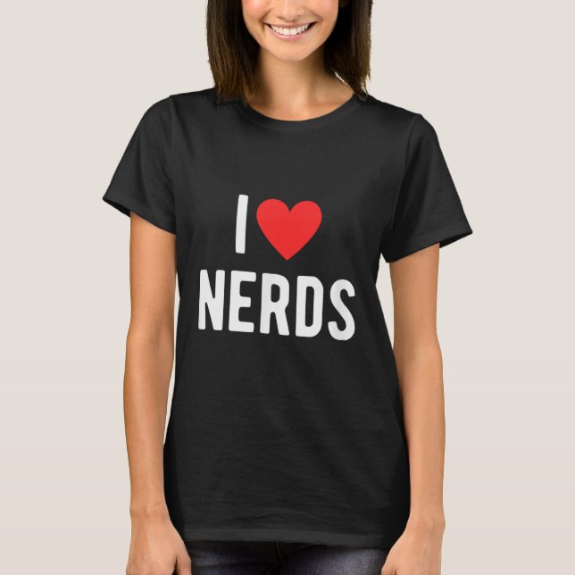 Camiseta Adoro Nerd Engraçados Nerd Gráfico do Coração (Frente)