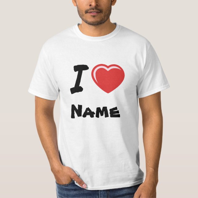 Camiseta Adoro Nome Personalizado do Coração (Frente)