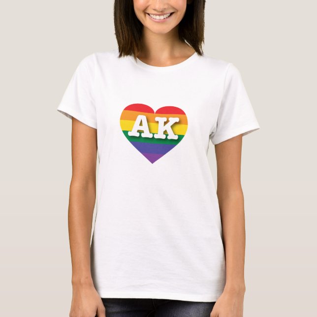 Camiseta Adoro o Alaska Rainbow Heart (Frente)