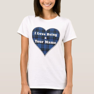 Camiseta Adoro o coraçã Xadrez escocês Clã Tartan