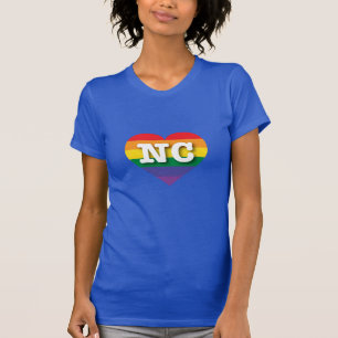 Camiseta Adoro o Coração Arco-Íris da Carolina do Norte