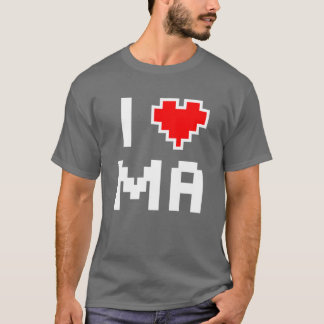 Camiseta Adoro o coração de Massachusetts Pixel para a Bay 