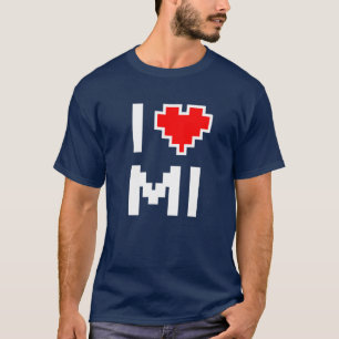 Camiseta Adoro o coração de Michigan Pixel para o jogador M