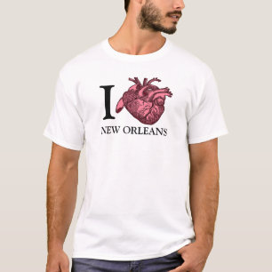 Camiseta Adoro o coração de Nova Orleans anatomicamente c