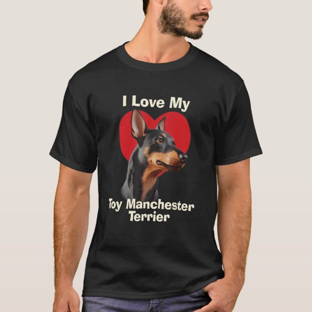 Camiseta Adoro O Meu Brinquedo Manchester Terrier Puppy Dog (Frente)