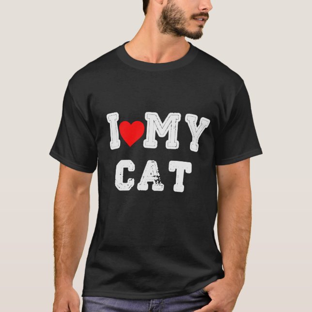 Camiseta Adoro o meu gato engraçado (Frente)