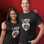 Camiseta Adoro o meu nome de animal de coração negro<br><div class="desc">Eu adoro a minha camiseta de foto do Dog Heart Pet Name Black. Uma foto em forma de coração. Adicione sua foto e seu nome.</div>