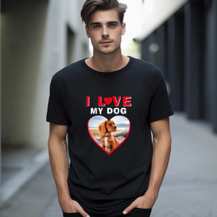 Camiseta Adoro o meu nome de Pet Foto Coração Vermelha do